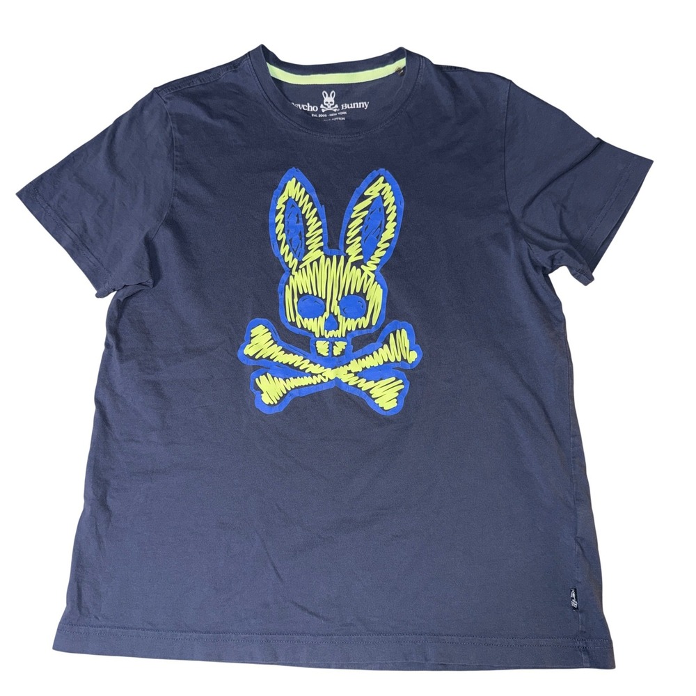Psycho Bunny Wardell Graphic Tee Shirt Mens size small marine blue